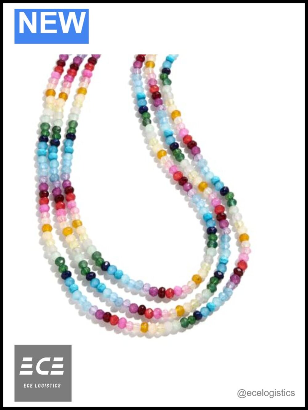 Pre-Layered Beaded Necklace 3-Layer Semi-Precious Stone Lobster Clasp